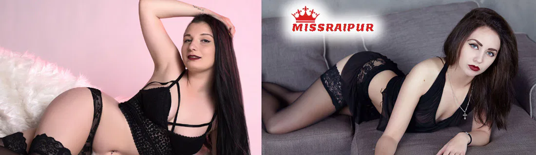 Raipur escort service models in elegant black lingerie showcasing luxury and premium lifestyle with Miss Raipur branding