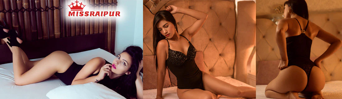 Sexy girl in black lingerie posing on bed for Miss Raipur